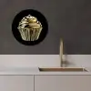 Cupcake - Eten - Goud - Zwart KitchenYeah - Keuken - Wandcirkel Forex klein -sfeer1