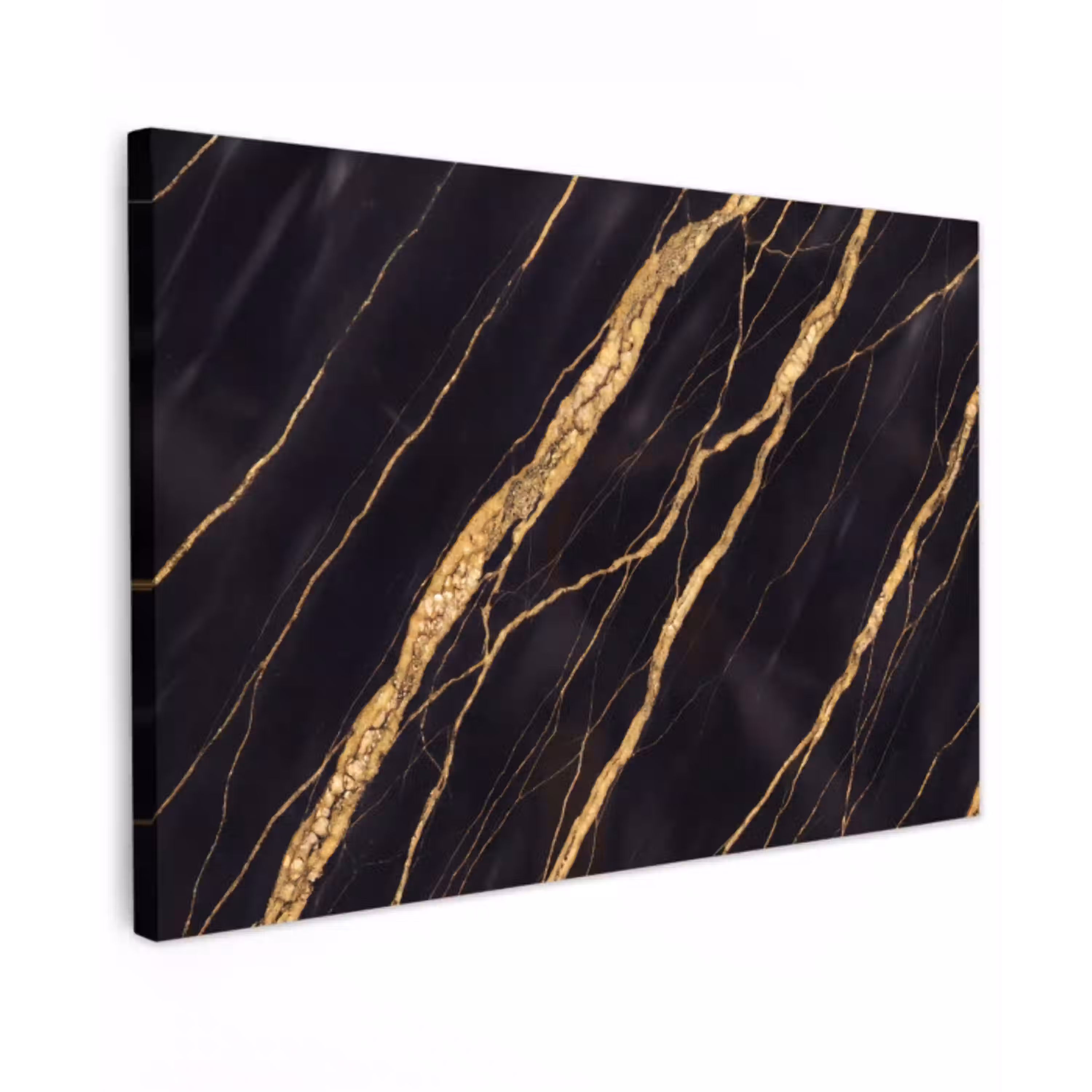 Marmer - Goud - Textuur - Abstract - Zwart Tuinposter op houten frame 2 cm dik klein -3d