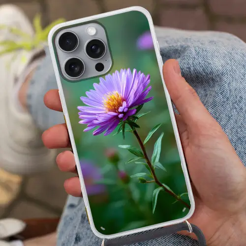 Aster - Paars - Bloem - Blaadjes Hoesje iPhone 16 Pro Max met koord klein -sfeer3