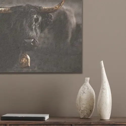 Schotse hooglander - Goud - Koebel - Hoorns - Dieren PET vilt klein -sfeer6_closeup