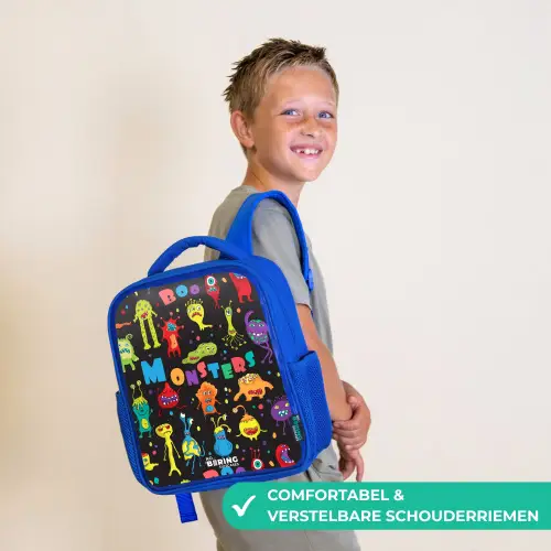 Patroon van monsters Kinderrugzak - Blauw middel -sfeer3_NL
