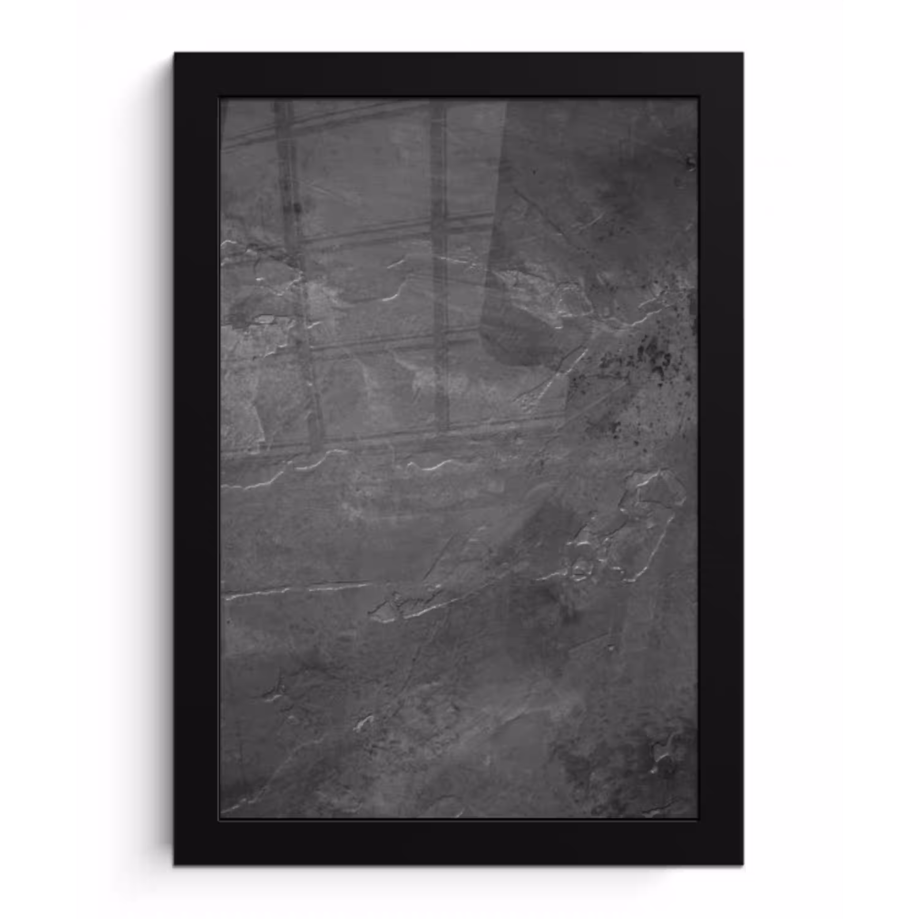 Structuur - Cement - Beton - Grijs - Vintage fotolijst zwart zonder passe partout klein -3d