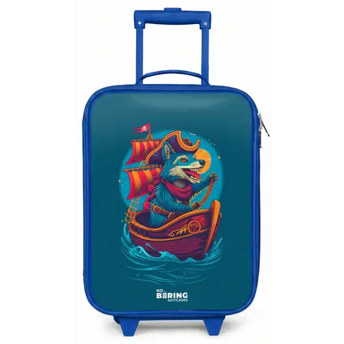 Piraten wasbeer op een boot Kinderkoffer - Blauw klein -zz3dotto
