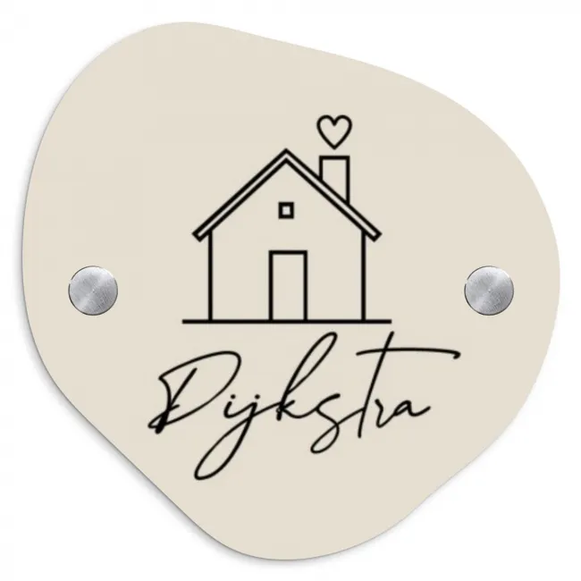 Huis illustratie - Sierlijk Naambord Organisch klein -3d