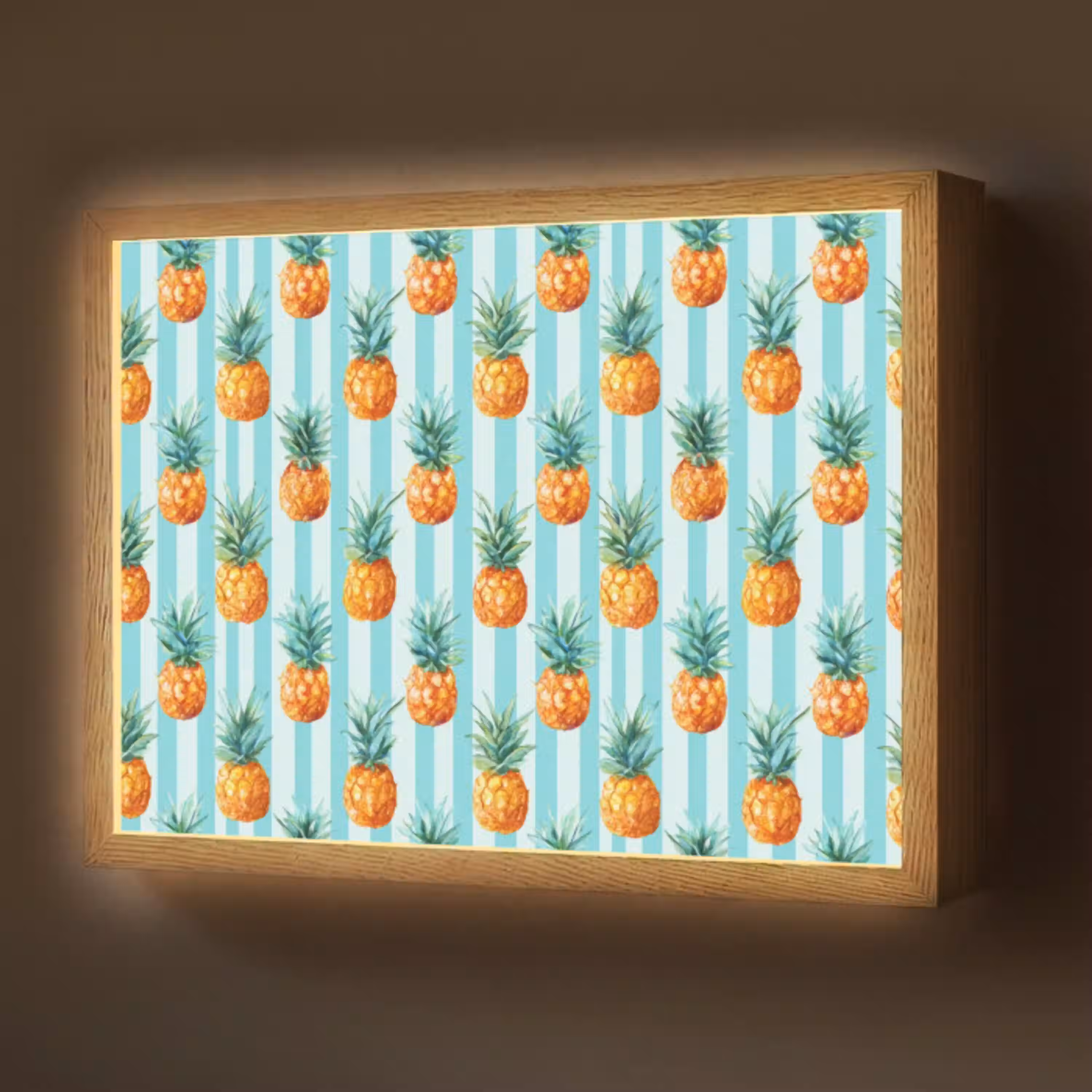 Ananas - Strepen - Groen Light Box met batterij (Wandlamp) middel 907 -z3d_website