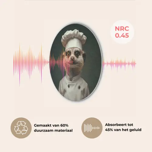 Dier - Kok - Stokstaartje Akoestische PET Vilt - Rond klein -USP_NL