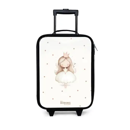 Ballerina prinses tussen beige stippen Kinderkoffer - Zwart klein -3d