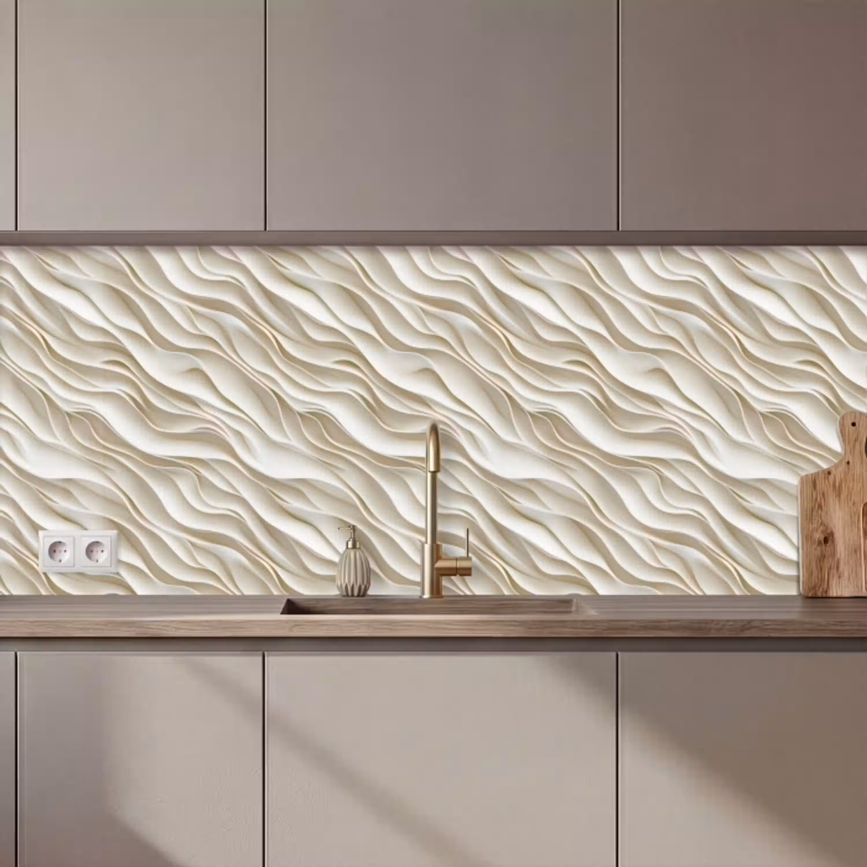 Golven - Wit - Minimalistisch keuken achterwand 2 middel 871 zz_3dshopping