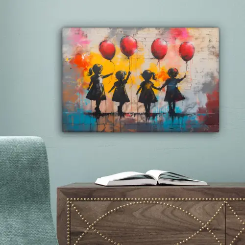 Graffiti - Kinderen - Street art - Ballon - Banksy canvas 2cm klein -sfeer4