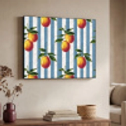 Strepen - Citroen - Blauw Textielframe zwart klein 947 -sfeer3