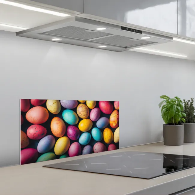 Kleurrijk - Paaseitjes - Spetters keuken achterwand spatscherm klein -3d_schuin