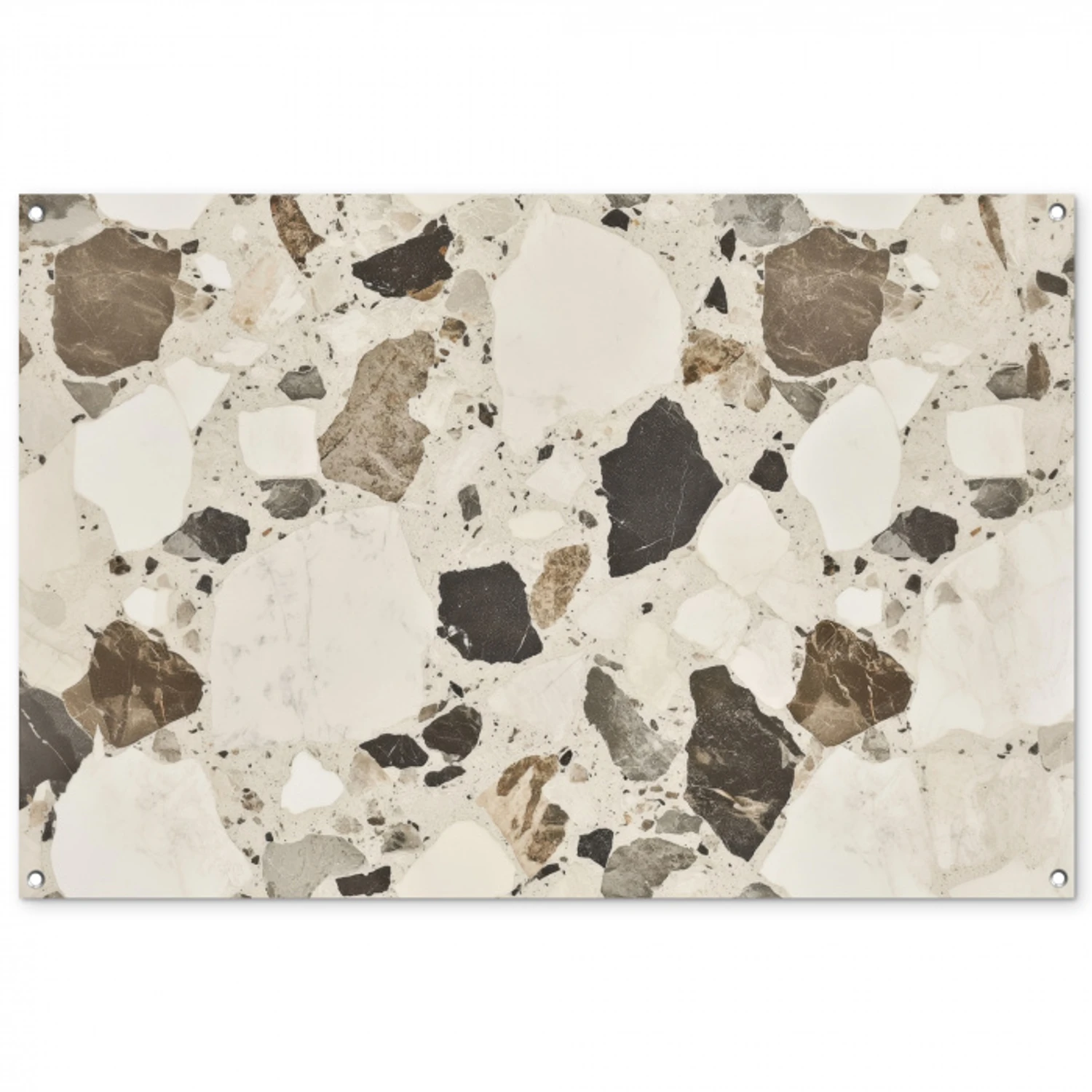 Neutral - Stenen - Decoratie - Terrazzo tuinposter los doek groot -3d
