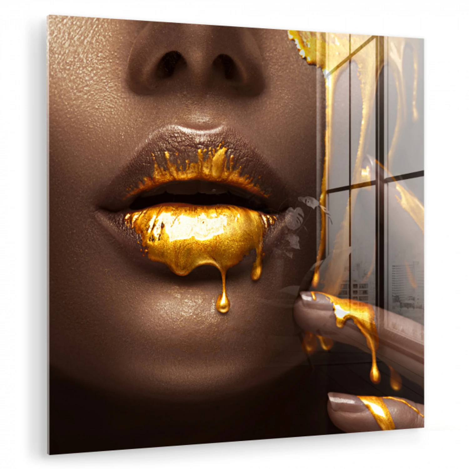 Goud - Vrouw - Verf - Lippen - Luxe plexiglas 5mm klein -zzzproduct_nieuw