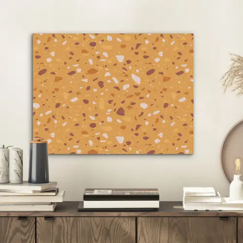 Terrazzo -  Patroon - Okergeel PET vilt klein 837 -sfeer1