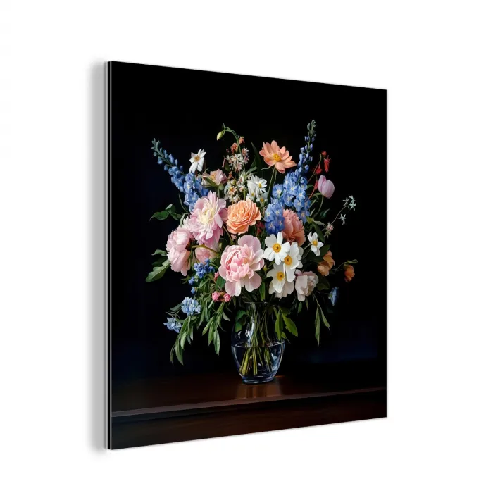 Pastel - Bloemen - Glazen - Vaas aluminium wit klein -3d