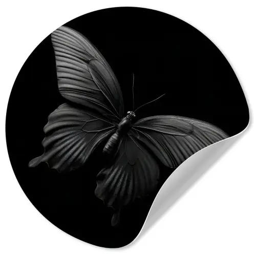 Vlinder - Zwart - Insect - Dieren Wandcirkel behangsticker klein -3d