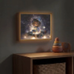 Meisje - Toveren - Sterren - Paars Light Box met batterij (Wandlamp kind) middel -sfeer5_kind