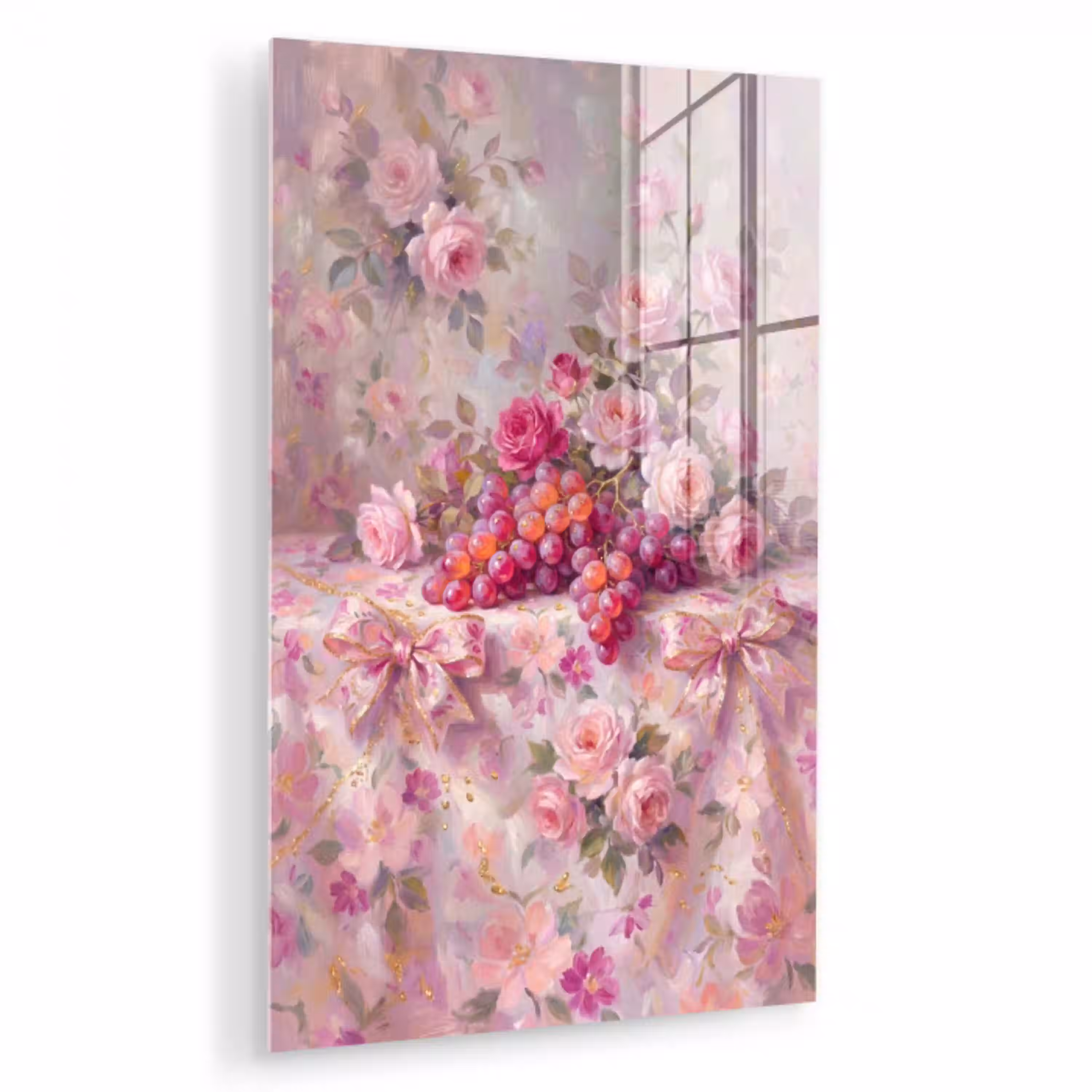 Eten - Bloemen - Stilleven - Roze - Goud plexiglas 5mm klein -zzzproduct_nieuw