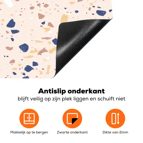 Terrazzo -  Patroon - Kleurrijk - Indigo Inductie beschermer vinyl 3mm klein 276 -zzzzzzz-td-onderkant