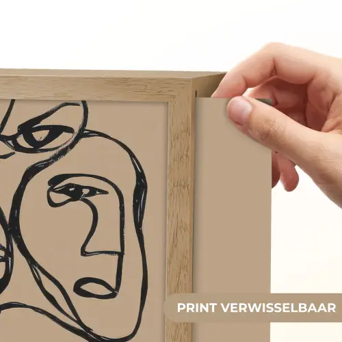 Gezichtenzee - Lijntekening - Abstract Light Box met batterij (Wandlamp) middel -USP_websiteprintNL