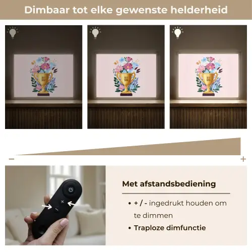 Trofee - Best Mom - Bloemen - Kleurrijk Light Box met batterij (Wandlamp) middel -USP_dimbaarNL
