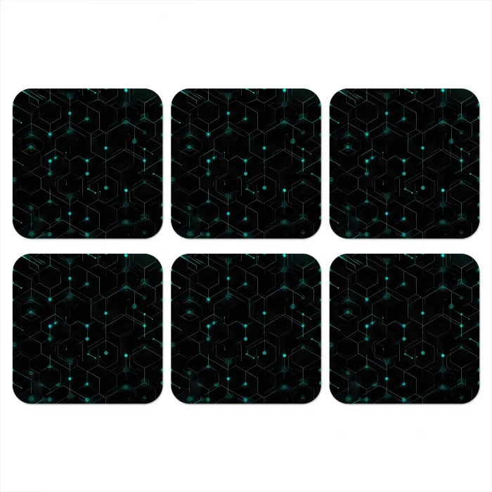 Gaming - Netwerk - Blauw - Punten - Patroon onderzetter kurk middel -3d