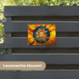 Mozaïek - Zon - Geel - Cirkel tuinposter los doek klein -sfeer3