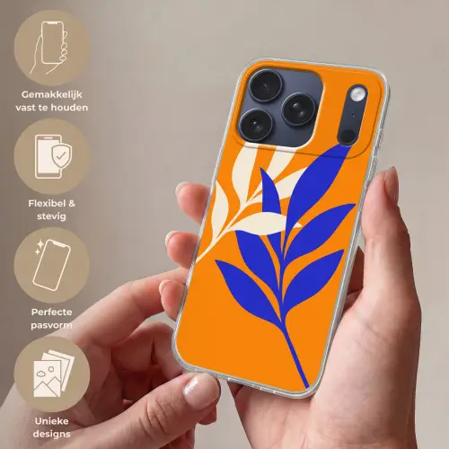 Takken - Bladeren - Minimalistisch - Blauw Telefoonhoesje iPhone 17 Pro klein -sfeer3_NL