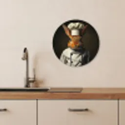 Konijn - Kok - Dier KitchenYeah - Keuken - Wandcirkel Forex klein -sfeer3