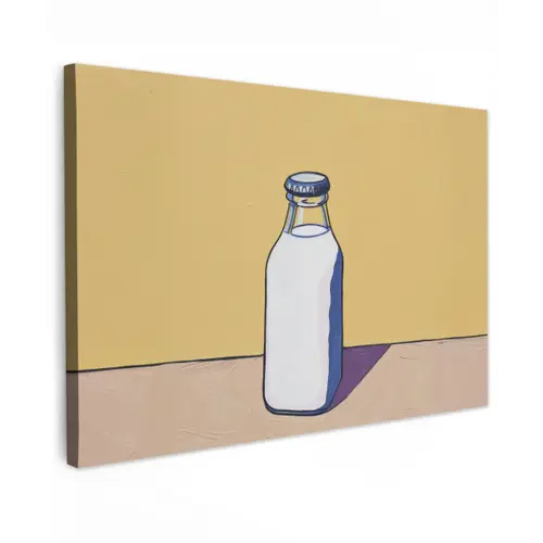 Glazen - Fles - Illustratie - Melk Tuinposter op houten frame 2 cm dik klein -3d
