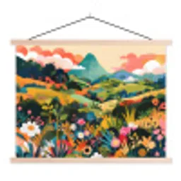 Zonlicht - Heuvels - Wolkenlucht textielposter latten blank klein -3d