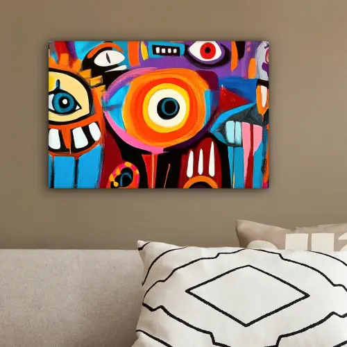 Abstract - Gezicht - Kleurrijk canvas 2cm klein -sfeer3