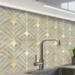 Elegant - Symbool - Goud - Grijsgroen keuken achterwand 2 middel 865 -zzzz3d_schuin