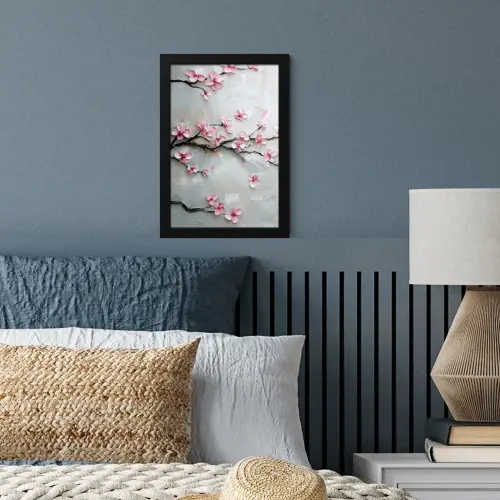 Bloesem - Kunstzinnig - Roze - Sakura fotolijst zwart zonder passe partout klein -sfeer3
