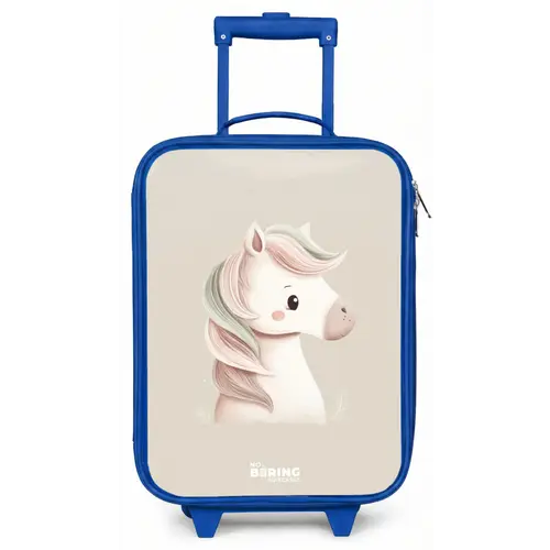 Pony in roze pastel kleuren Kinderkoffer - Blauw klein -zz3dotto
