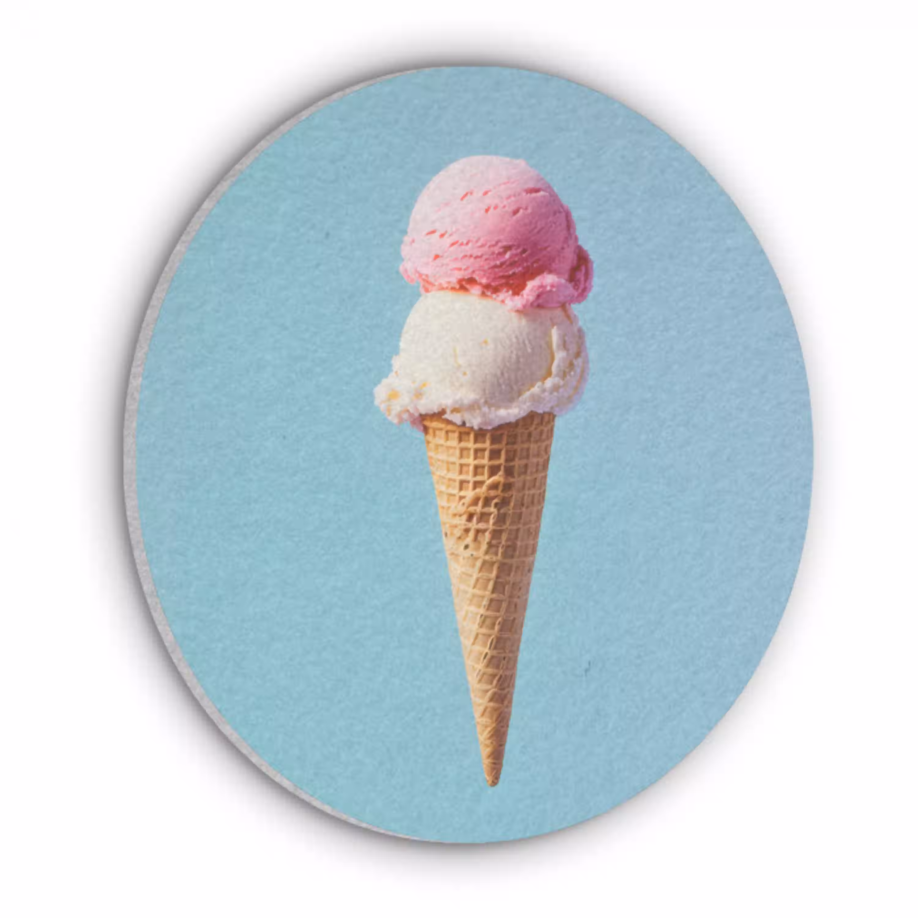 Bolletjes - Schepijs - Hoorntje - Blauw Akoestische PET Vilt - Rond klein -3d