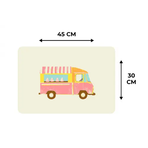 Ijskar - Retro - Softijsjes - Roze Placemat vinyl groot -specs