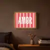 Amor - Strepen - Rood - Roze Light Box met batterij (Wandlamp) middel -sfeer4