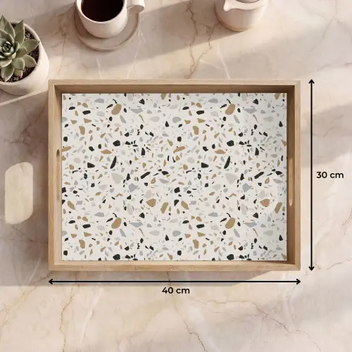 Terrazzo -  Patroon - Staal Dienblad Rechthoek middel 911 -USP_Formaat