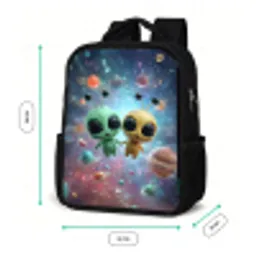 Ruimtevriendjes zwevend tussen de planeten Rugzak - Zwart middel -productfoto_formaten
