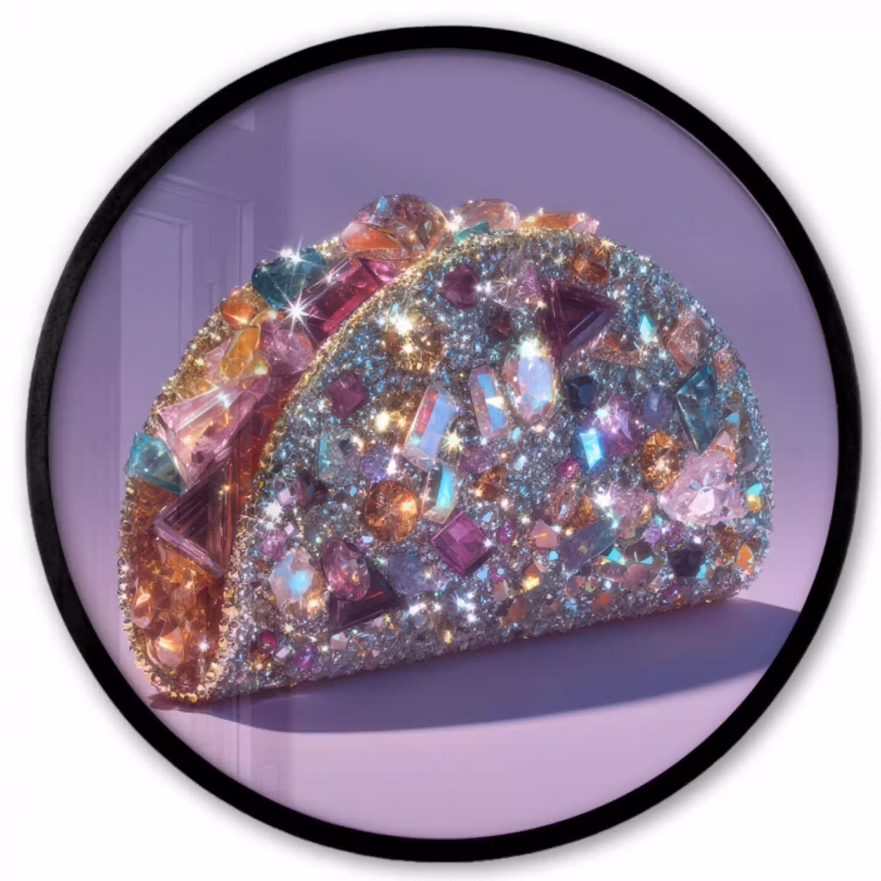 Edelstenen - Glitters - Paars - Kleurrijk Fotolijst rond zonder passe partout klein -3d