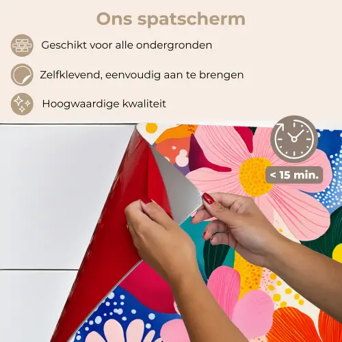 Bloemen - Kleurrijk - Stippen keuken achterwand spatscherm klein -spatscherm_NL