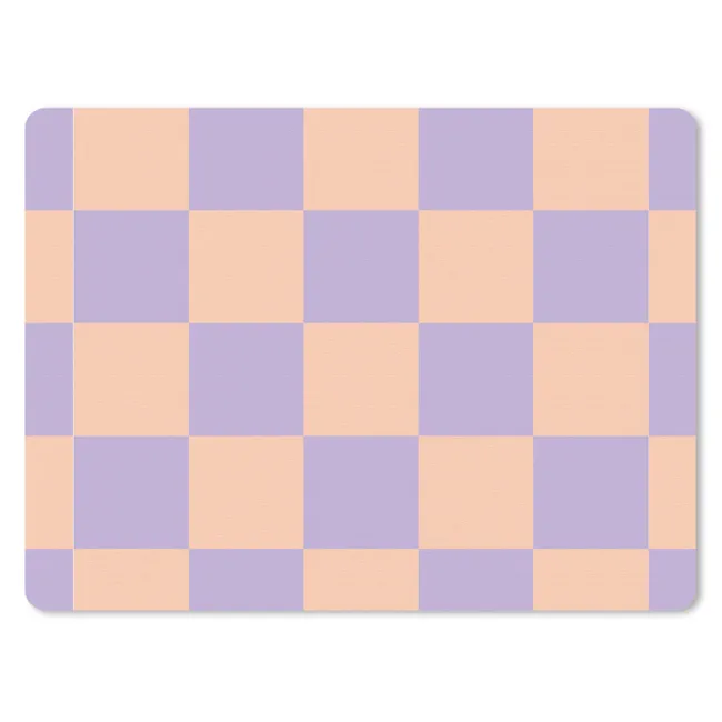 Muismat - Schaakbord patroon - Paars - Roze - Blokjes