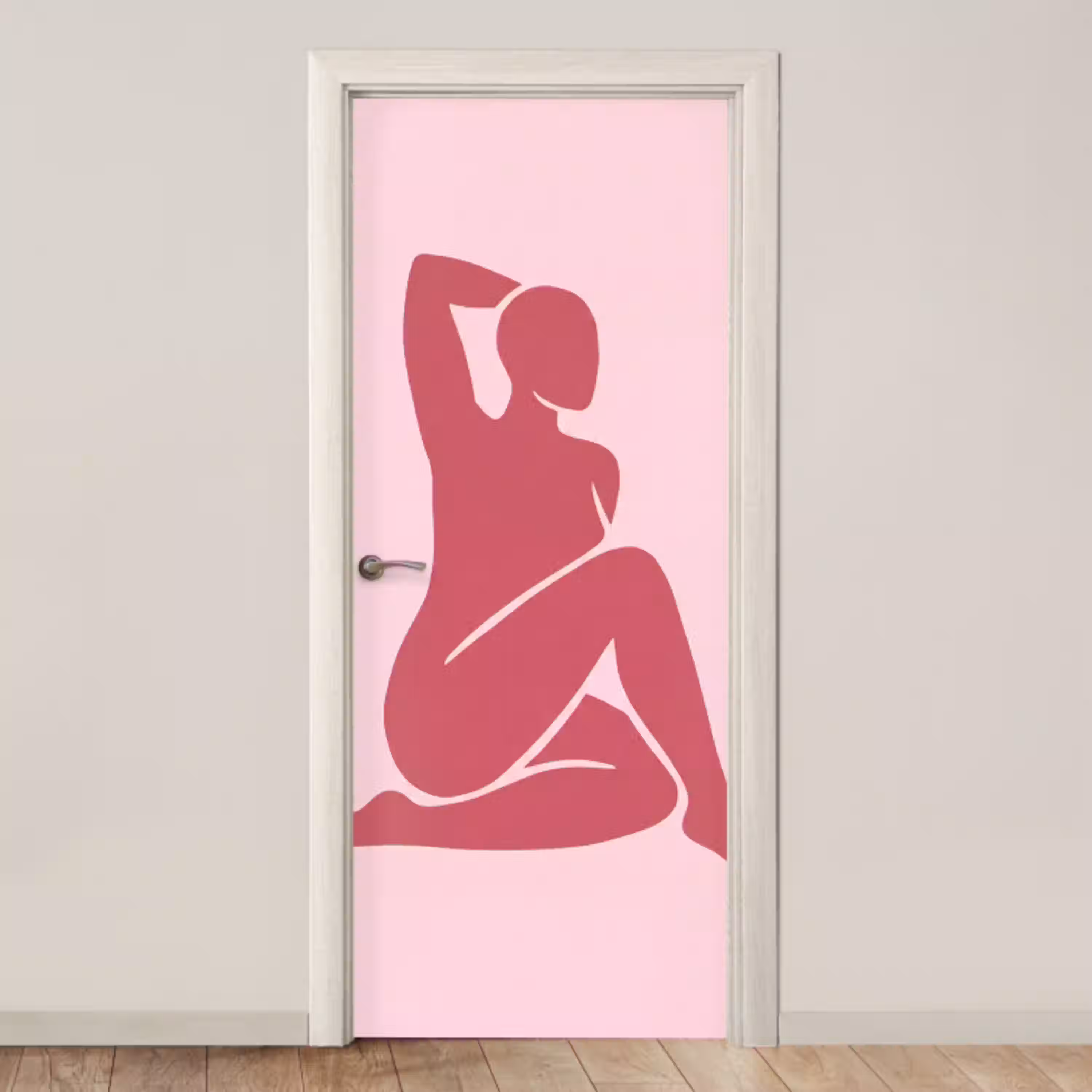Vrouw - Silhouet - Abstract - Modern - Roze deurposter klein -3d_beige