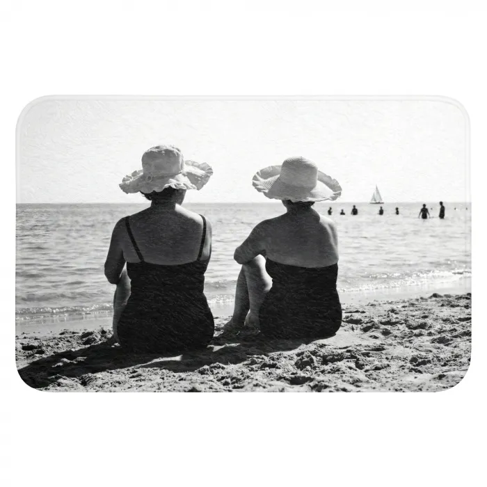 Vrouwen - Zonnehoed - Strand - Zwart - Wit WCmat klein -3d