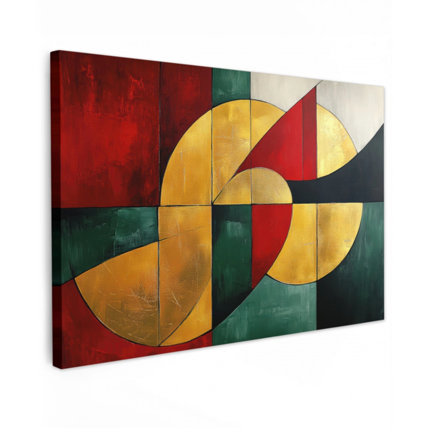 Abstract - Kerst - Goud - Rood - Groen canvas 2cm klein -z3d