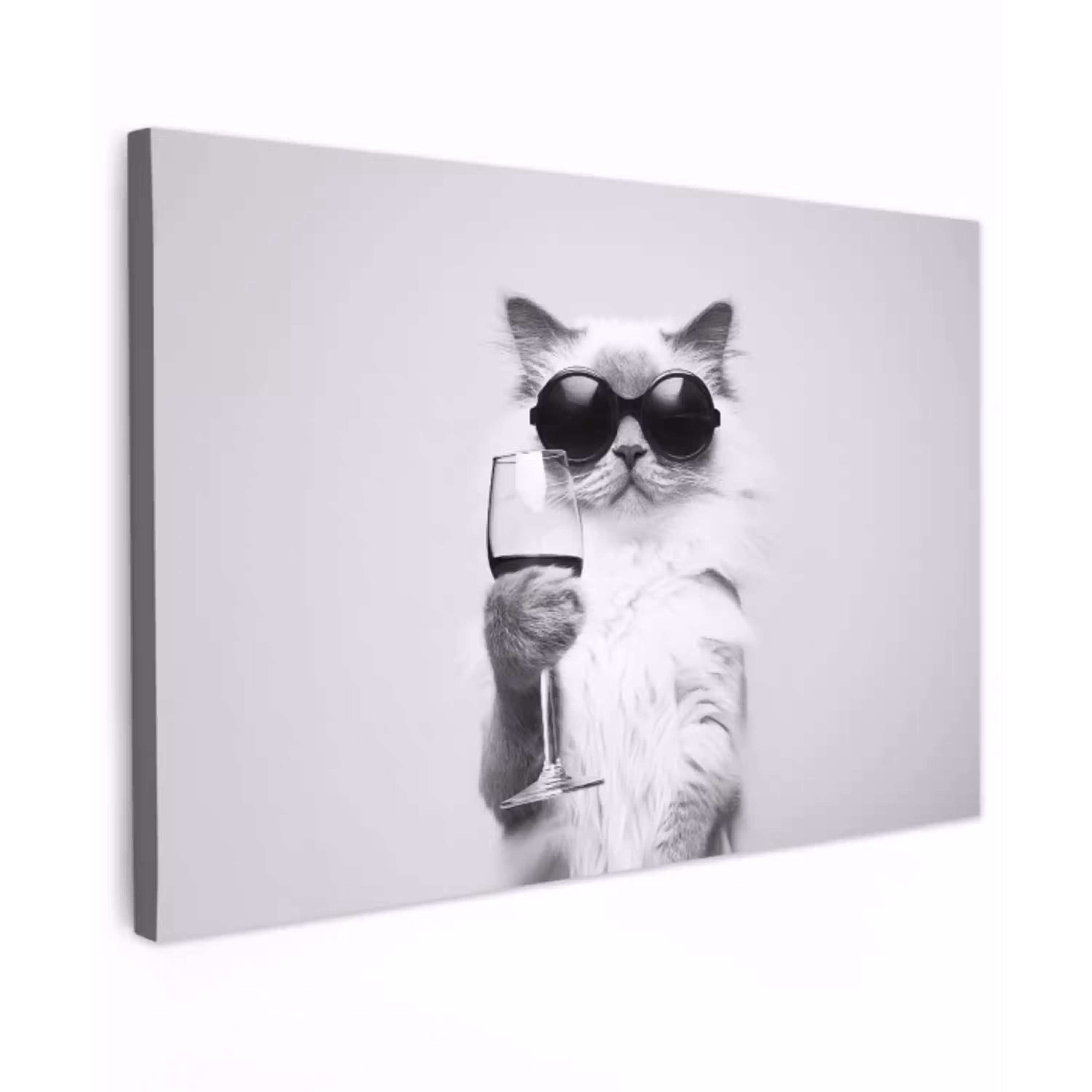 Kat - Zonnebril - Wijnglas - Langharig canvas 2cm klein -z3d