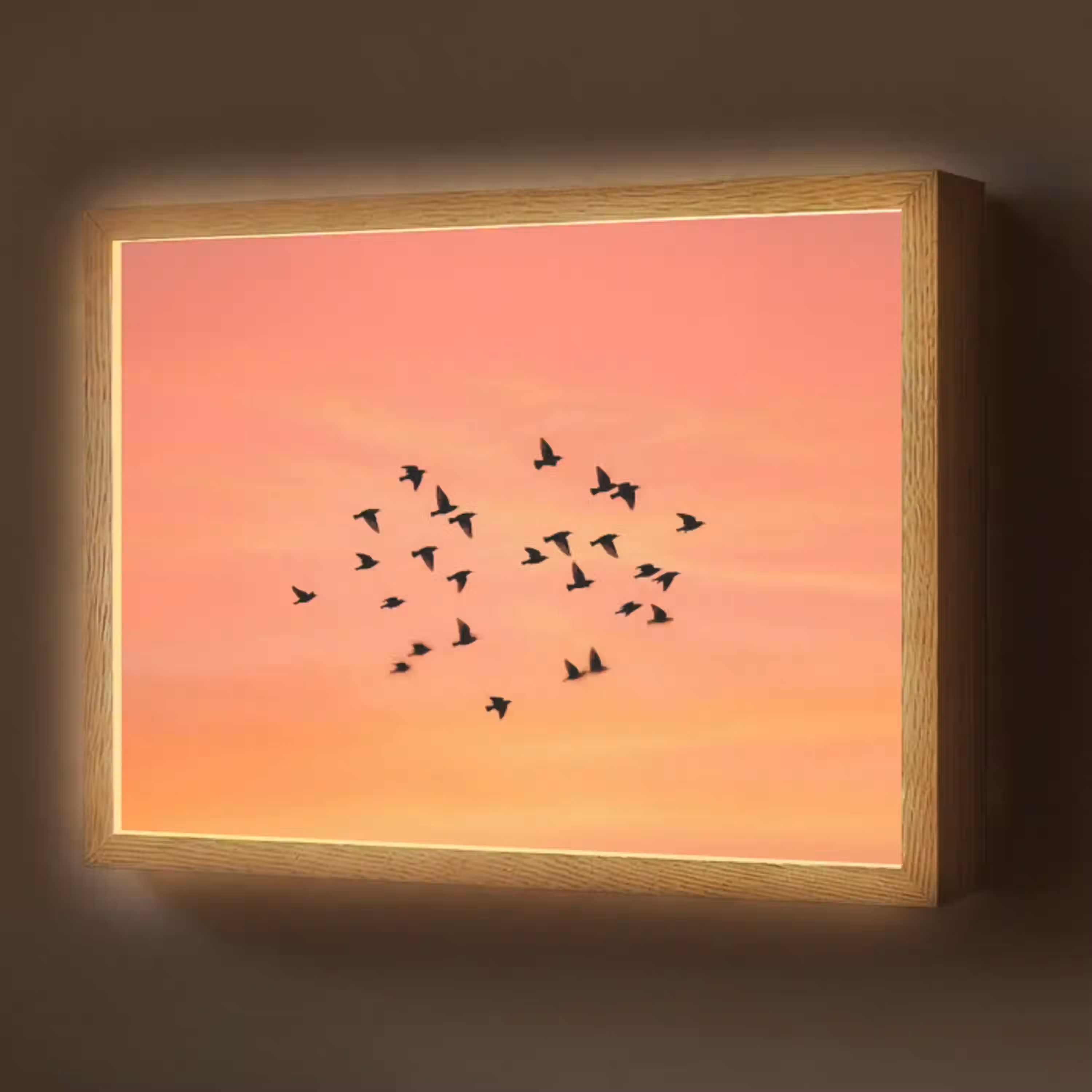 Zwerm - Vogels - Oranje Light Box met batterij (Wandlamp) middel -z3d_website