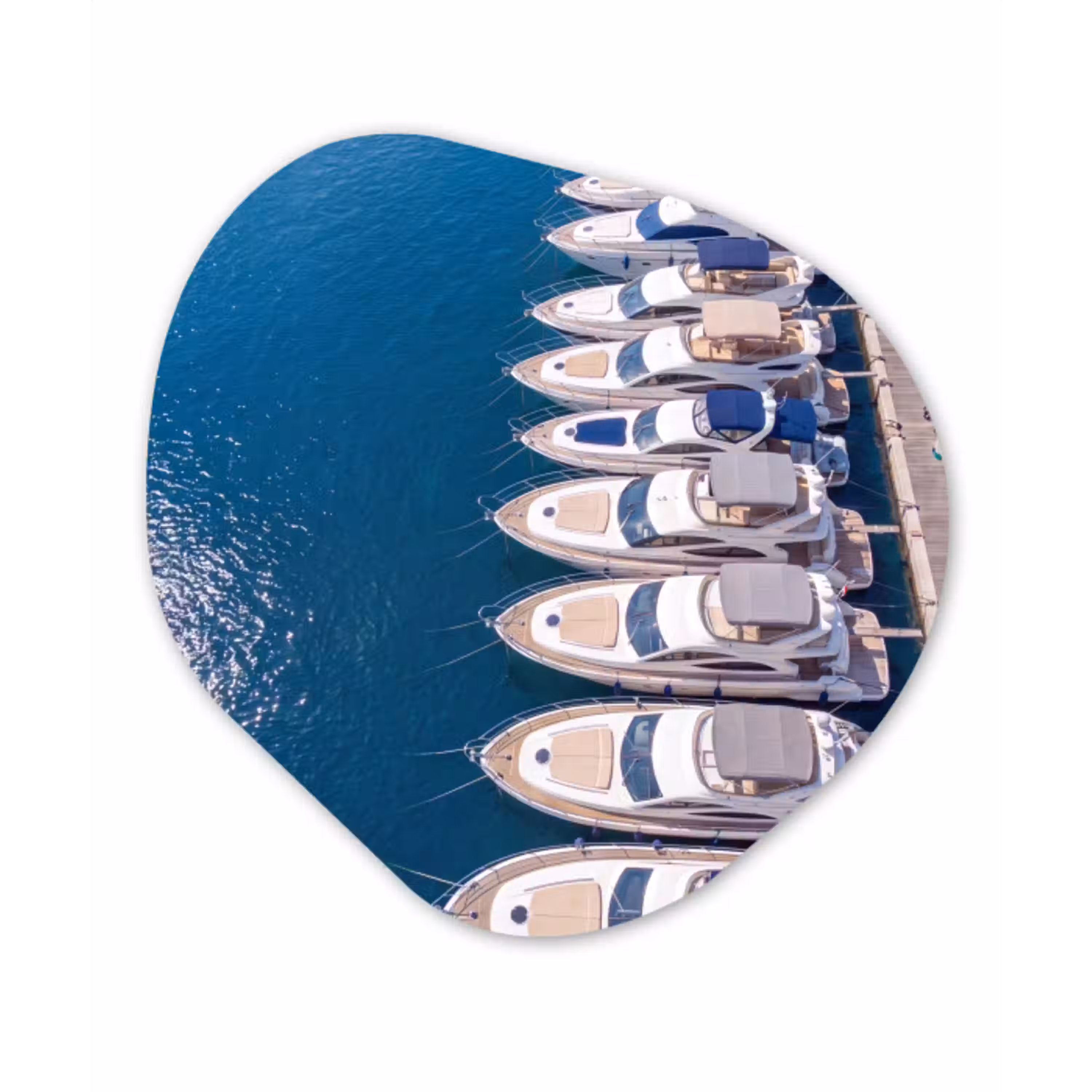 Boot - Jachthaven - Water - Zomer - Blauw Wandcirkel Organisch Forex 3mm klein -3d