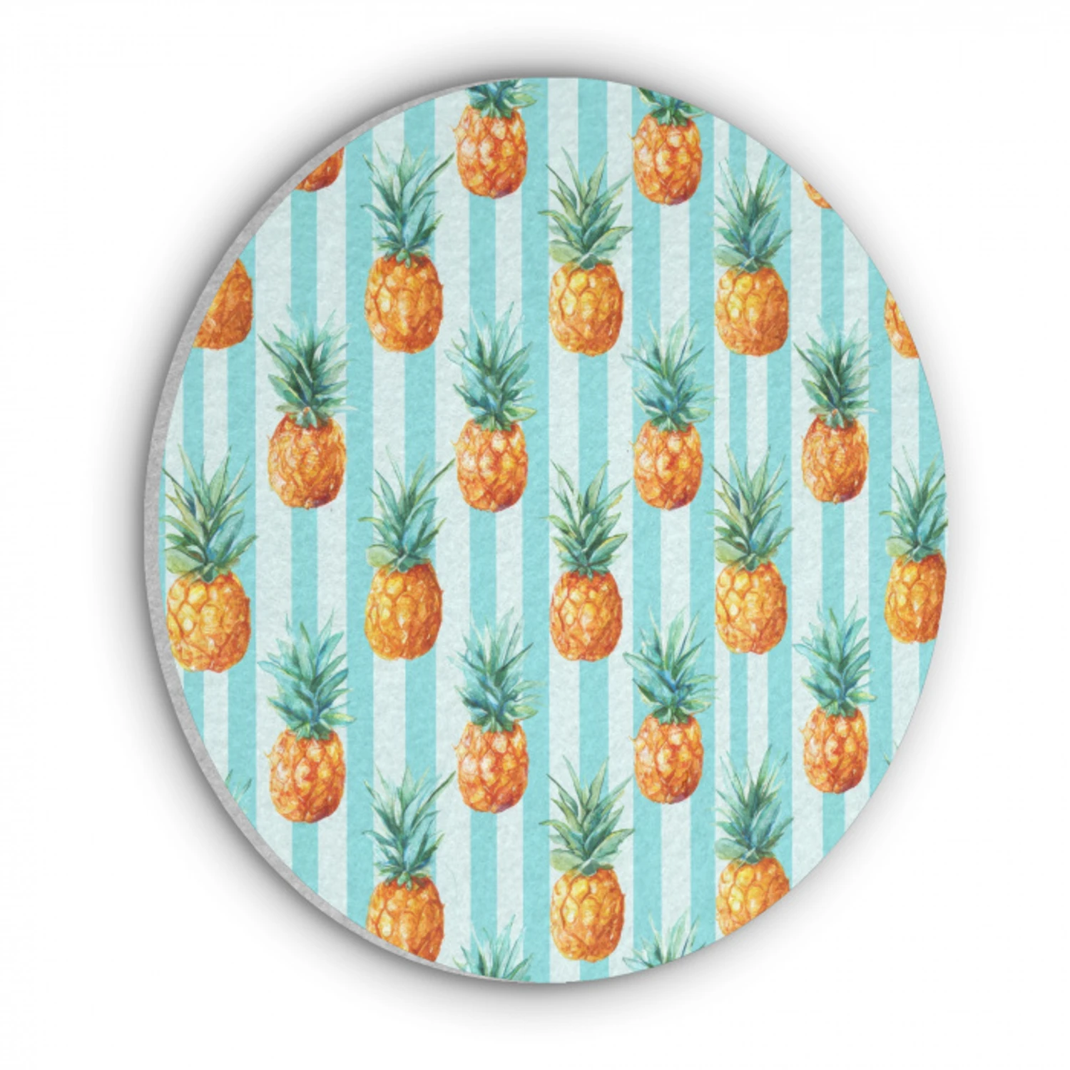Ananas - Strepen - Groen Akoestische PET Vilt - Rond klein 838 -3d